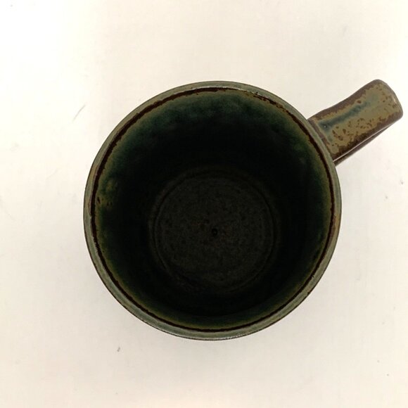 Vintage Japanese Pottery Stoneware Coffee Mug Brown Red Flower 4" Hand Made - Picture 6 of 8